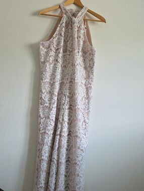 julia jordan Pink Lace Halter Jumpsuit